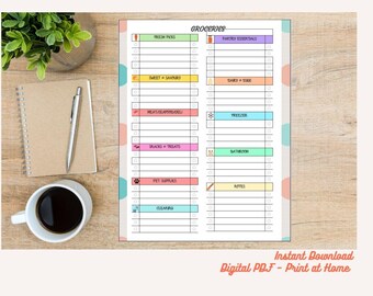 Cute Weekly Food Planner | Printable Meal Planner and Menu Tracker | A4 PDF Instant Download | Grocery List & Weekly Menu Organizer