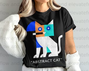 Abstrakte Katze PNG Geometrisches Katzendesign, Moderne Tierkunst, Katzenliebhaber Geschenk, Minimalistische Haustier Illustration, Sofort Download