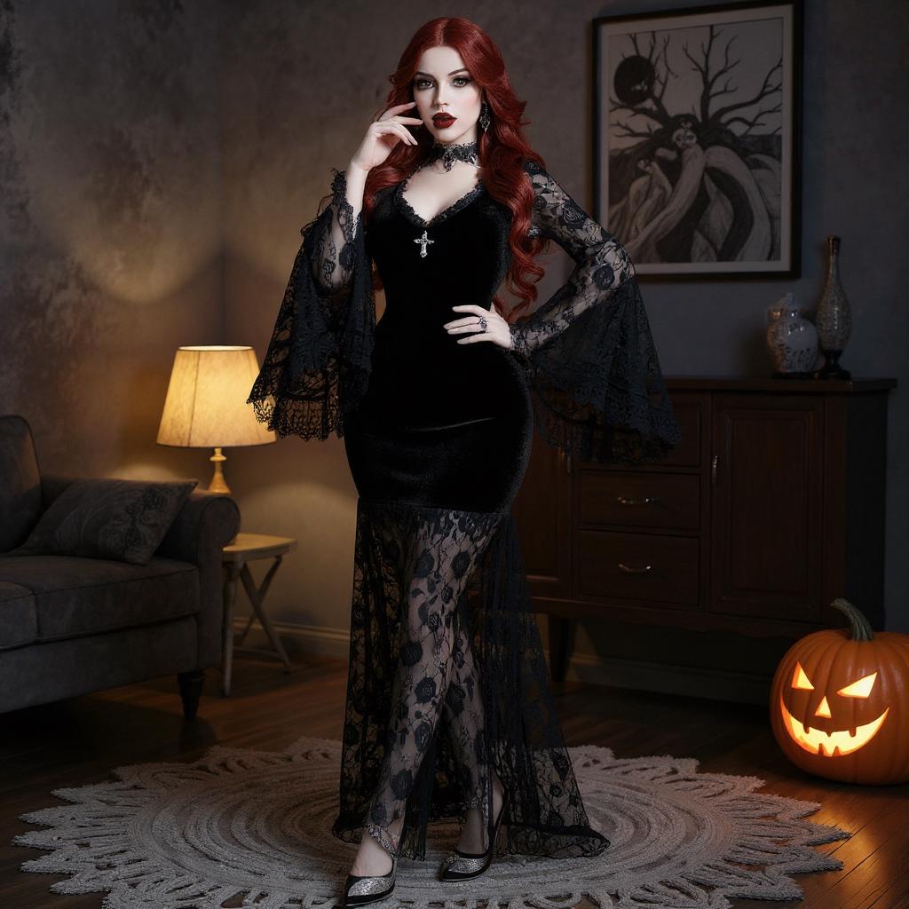 Women Goth Dark Cosplay Dress, Ladies Halloween Costume, Gothic Slit Maxi Dress, Witchcore Festival Outfit, Open Shoulder High Slit Dress