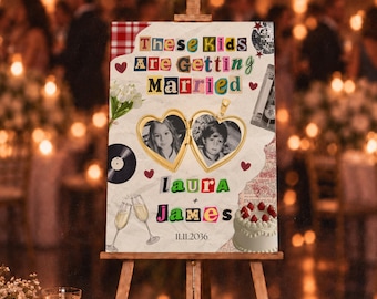 These Kids are Getting Married sign with Photos, The Night Before Photo Welcome Sign Template,Rehearsal Dinner Welcome Sign, DIY Canva Sign