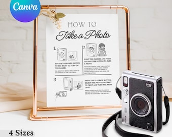 Instax Mini Evo Photo Guestbook, Instax Mini Evo Camera Instructions Sign, How To Load A Film, How To Take A Photo