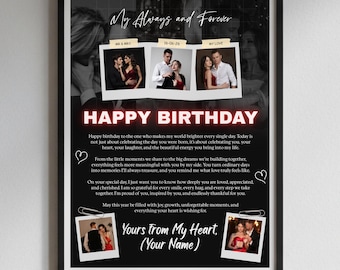 Custom Couple Photo Card Print Canva Template, Anniversary Keepsake, Romantic One Year Gift For Him/her, Romantic Photo Anniversary Print