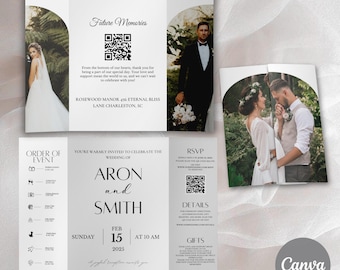 Trifold Wedding Invitation Template, Gatefold Wedding Invitations, Folded Wedding Invite, Photo Wedding Invitation, Gatefold Wedding Invite