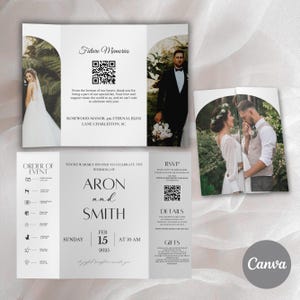Trifold Hochzeitseinladung Vorlage, Gatefold Hochzeitseinladungen, Gefaltete Hochzeitseinladung, Foto Hochzeitseinladung, Gatefold Hochzeit einladen Bild 2