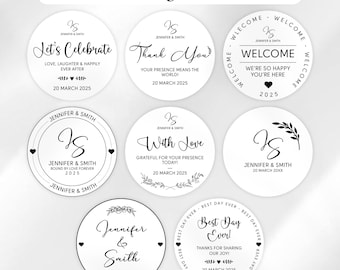 Wedding Stickers Bundle, Wedding Favor Stickers, DIY Wedding Labels, Bridal Shower Favors, Welcome Sticker, Minimalistic Wedding Stickers