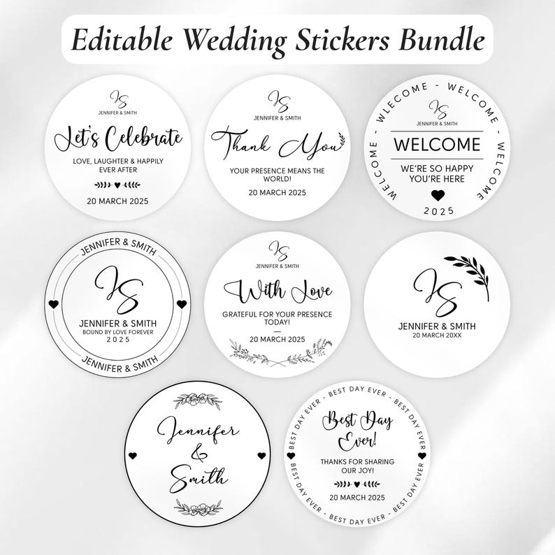Wedding Sticker Gift Example Wedding Stickers Bundle, Wedding Favor Stickers, DIY Wedding Labels ...