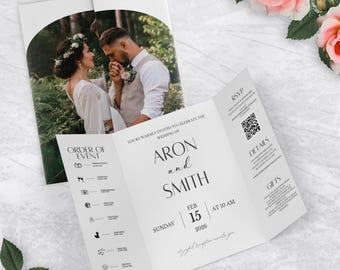 Trifold Wedding Invitation Template, Gatefold Wedding Invitations, Folded Wedding Invite, Photo Wedding Invitation, Gatefold Wedding Invite