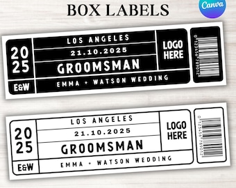 Groomsmen Proposal Shoe Box Labels, Printable Bridesmaid Groomsman Proposal Sticker Labels, Canva Editable Template, Instant Download
