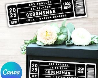 Groomsmen Proposal Shoe Box Labels, Printable Bridesmaid Groomsman Proposal Sticker Labels, Canva Editable Template, Instant Download