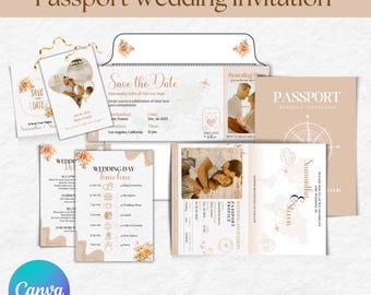 Destination Wedding Invitation, Boarding Pass Invitation, Printable Passport Wedding Invitation, Travel Theme Wedding, Template Download