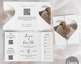 Trifold Wedding Invitation Template, Gatefold Wedding Invitations, Folded Wedding Invite, Photo Wedding Invitation, Gatefold Wedding Invite