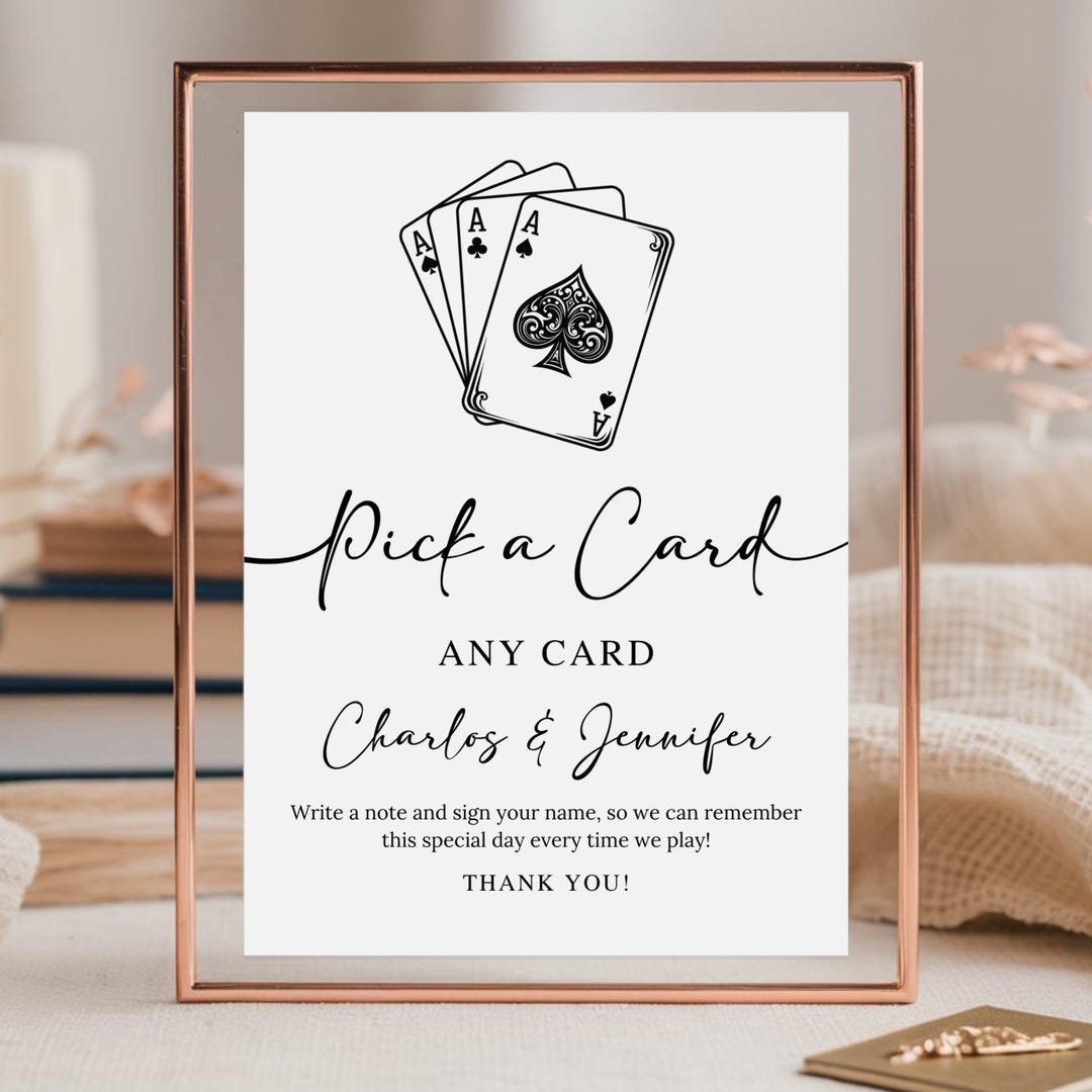 Playing Cards Guest Sign, Wedding Singage, Pick A Card Any Card Sign ...