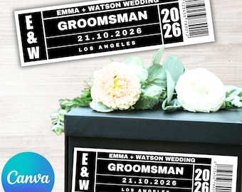Groomsmen Proposal Shoe Box Labels, Printable Bridesmaid Groomsman Proposal Sticker Labels, Canva Editable Template, Instant Download