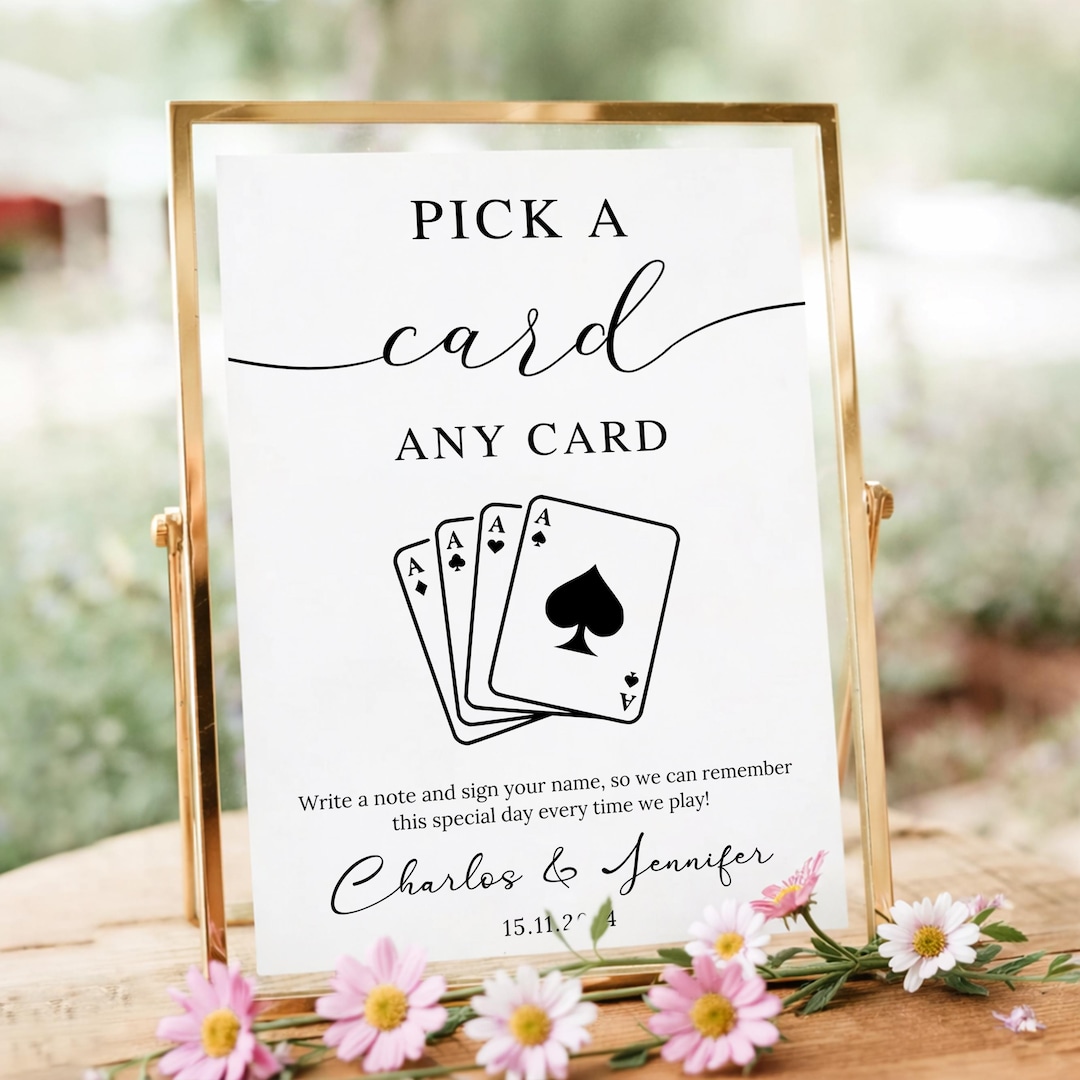 Playing Cards Guest Sign, Wedding Singage, Pick A Card Any Card Sign ...