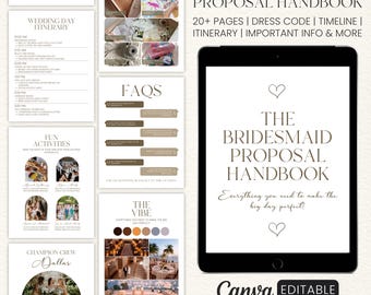 Bridesmaid Proposal Handbook Template, Bridesmaid Proposal Guide, Bridesmaid Handbook, Itinerary, Venue, Wedding Planner, Wedding To Do List