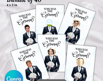 ¿Quién tiene al novio? Juego para rascar imprimible ¿Quién tiene al novio? Encuentra al novio, Juego para rascar de despedida de soltera