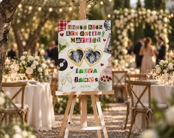 Custom These Kids are Getting Married DIY Sign with Photos, The Night Before Photo Welcome Sign Template,Rehearsal Dinner Welcome Sign