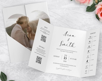 Trifold Wedding Invitation Template, Gatefold Wedding Invitations, Folded Wedding Invite, Photo Wedding Invitation, Gatefold Wedding Invite