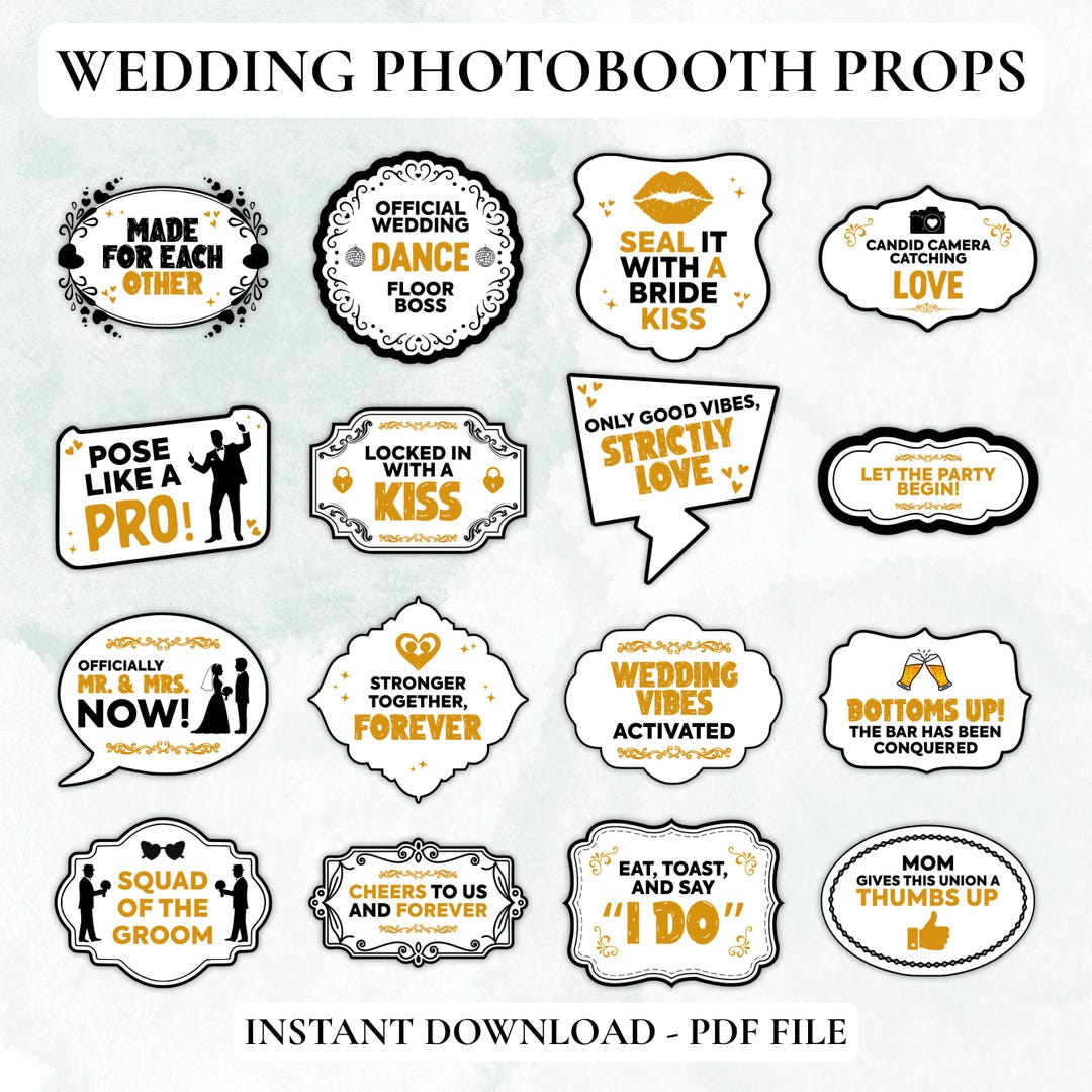 Wedding Photo Booth Props, Bride/groom Photo Booth Props, Funny ...