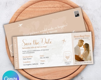 Save The Date Ticket With Photo, Wedding invite, Custom boarding pass, Wedding Invitation, Ticket Wedding, Save the date card, Boarding Pass