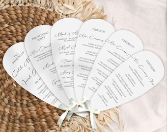 Petal Fan Wedding Program Template, Ceremony Fan, DIY Petal Fan Wedding Program, Printable Wedding Timeline Program Fan, Wedding Fan, Canva