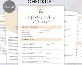 Wedding Song List Template, Wedding Playlist Printable, Music Playlist, Wedding Dj Template, Wedding Song Checklist, Editable Canva Template