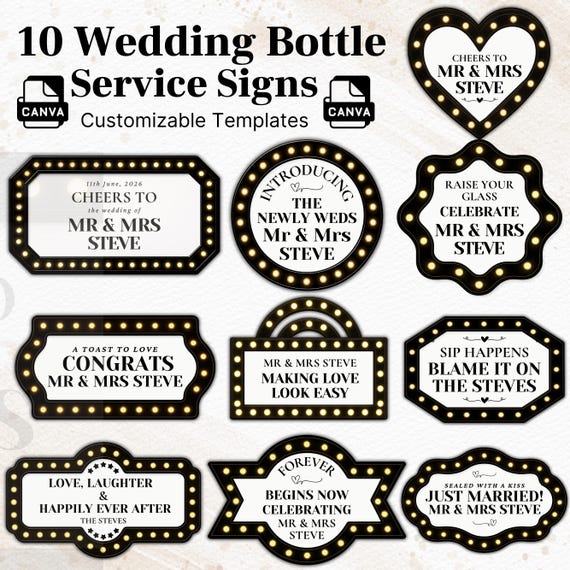 Wedding Bottle Service Sign for Wedding, Marquee Reception Sign Template, Wedding Marquee Entrance Sign, Wedding Entrance Sign Decor