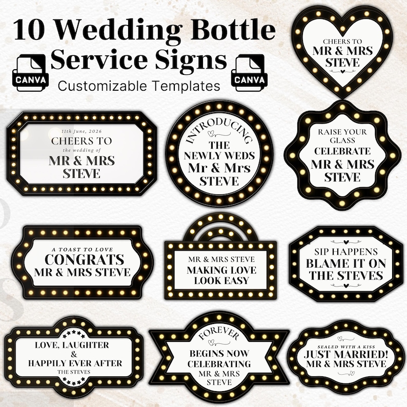 Wedding Bottle Service Sign for Wedding, Marquee Reception Sign Template, Wedding Marquee Entrance Sign, Wedding Entrance Sign Decor image 1