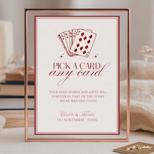 Playing Card Guestbook SignRetro Wedding Reception Decor,Red Playing Card Guest Sign,Pick a Card Guestbook Wedding Table Sign,Canva Template