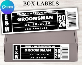 Groomsmen Proposal Shoe Box Labels, Printable Bridesmaid Groomsman Proposal Sticker Labels, Canva Editable Template, Instant Download