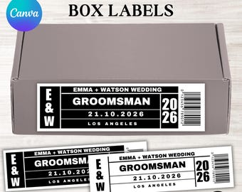 Groomsmen Proposal Shoe Box Labels, Printable Bridesmaid Groomsman Proposal Sticker Labels, Canva Editable Template, Instant Download