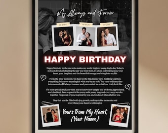 Custom Couple Photo Card Print Canva Template, Anniversary Keepsake, Romantic One Year Gift For Him/her, Romantic Photo Anniversary Print