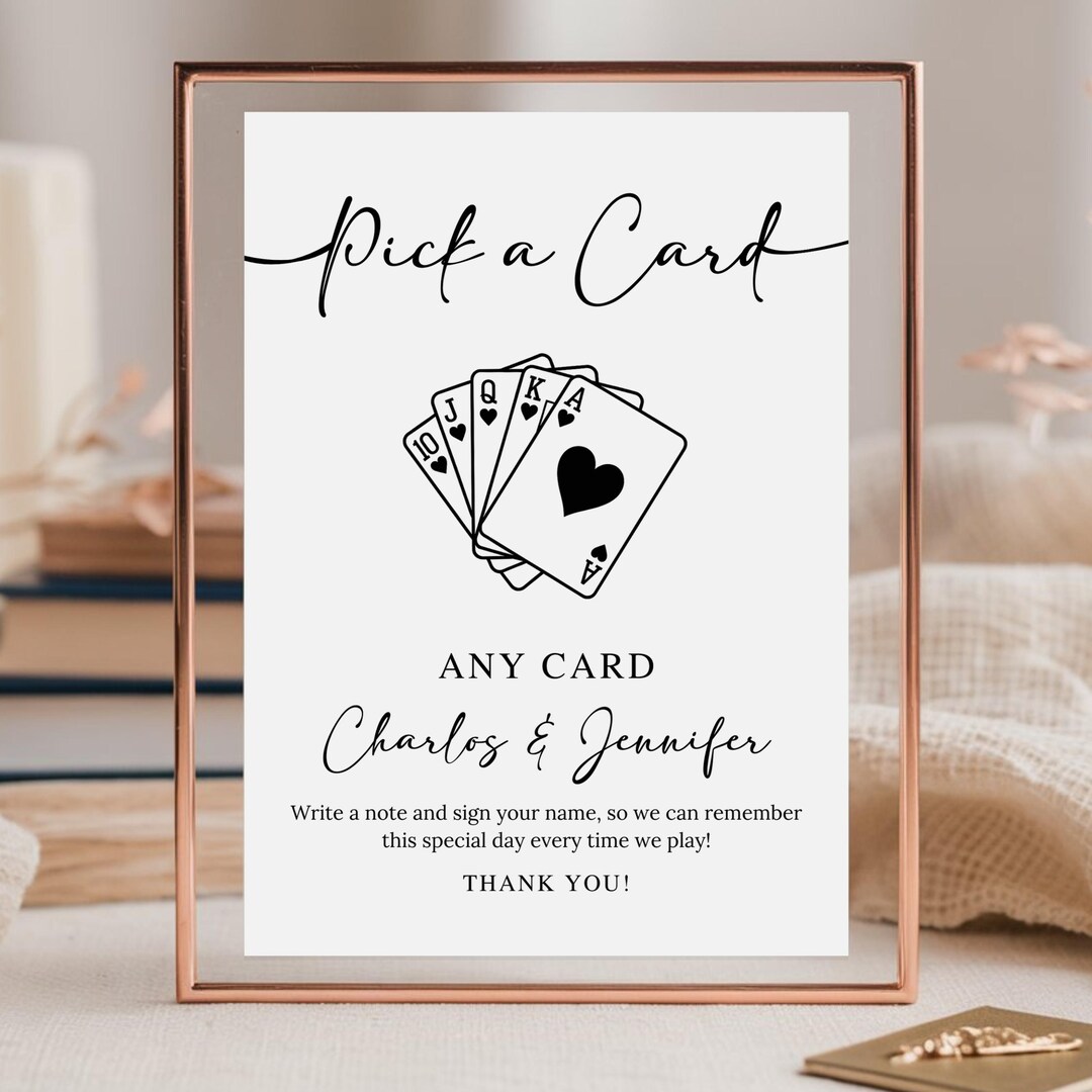 Playing Cards Guest Sign, Wedding Singage, Pick A Card Any Card Sign ...