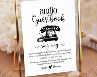 Telefon-Gästebuch Schild Vorlage, Anrufbeantworter Audio-Gästebuch Zeichen, Telefon-Nachricht Gästebuch Zeichen, Audio-Zeichen, Hochzeit Audio-Gästebuch Zeichen