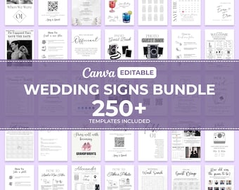 Minimalist Wedding Sign Bundle, Reception Table Signs Set, Editable Wedding Sign Templates, Wedding Signage Template, Wedding Signage Bundle