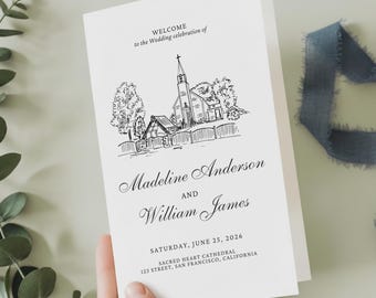 Katholisches Hochzeitsprogramm-Vorlage Bearbeitbares Hochzeitsprogramm Gefaltet KatholischeMass Hochzeitszeremonie-ProgrammKatholische Hochzeits-Mass-Programm-Broschüre