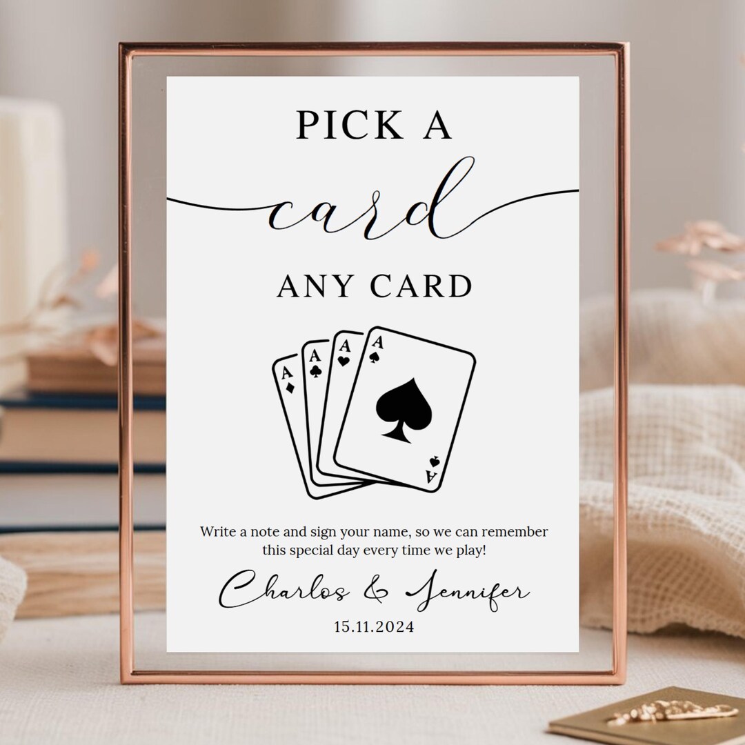 Playing Cards Guest Sign, Wedding Singage, Pick A Card Any Card Sign ...