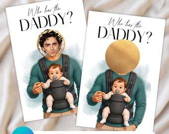 Who Has the Dad Scratch Off, Find the Dad, Baby Daddy Shower Game, Baby Shower Games, Funny Baby Shower Game, Baby Shower Activity, Printed