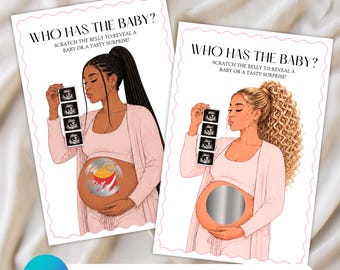 Editable Who Has the Baby, Baby Shower Games, Scratch Games, Scratch the Bump, Scratch Off, Belly Scratch,Baby Scratch Game,Digital Download