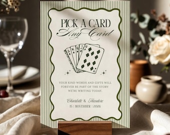 Striped Luxury Playing Card Guest Book Sign, Old Money Wedding Sign, Pick a Card Wedding Table Sign, Garden Wedding, Sign Our Guest Book
