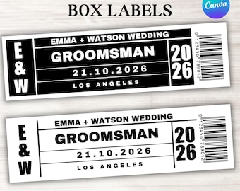 Groomsmen Proposal Shoe Box Labels, Printable Bridesmaid Groomsman Proposal Sticker Labels, Canva Editable Template, Instant Download