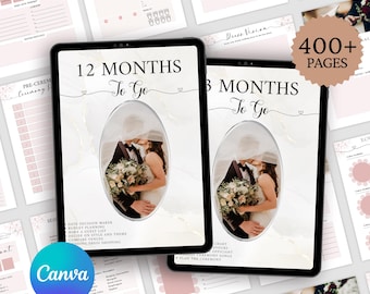 400+ pages Wedding Planner Templates Bundle, Printable Wedding Checklist, Editable Wedding Day Binder, Planner Book, Digital Canva Templates