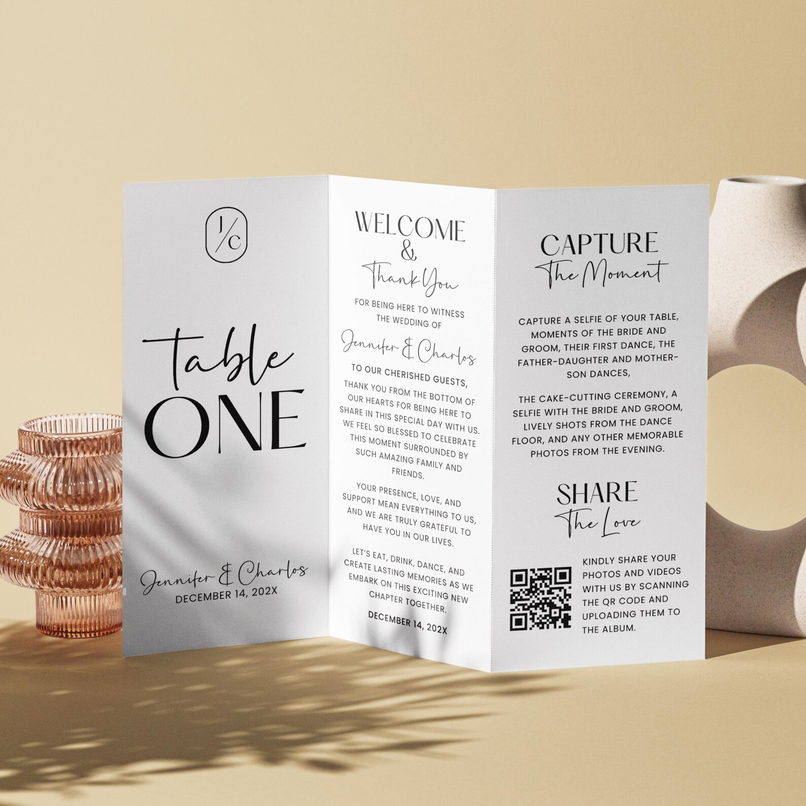 Wedding Trifold Table Number, Minimalist Wedding Table Numbers, Wedding ...