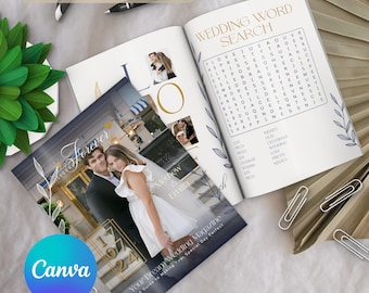 Wedding Magazine Template, Editable Wedding Program, Wedding Booklet, 80 pages wedding day Magazine Wedding Itinerary,Wedding Welcome Gifts,
