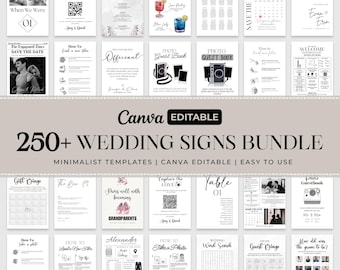 Minimalist Wedding Sign Bundle, Reception Table Signs Set, Editable Wedding Sign Templates, Wedding Signage Template, Wedding Signage Bundle