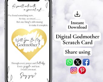 Tarjeta digital para rascar "¿Quieres ser mi madrina?", Tarjeta digital para rascar "Propuesta de Madrina", Regalo para pedirle a tu madrina "Tarjeta electrónica para rascar "¿Quieres ser mi madrina?"