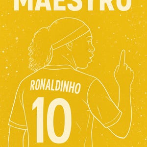 Ronaldinho - Yellow White - Poster / Picture / Art - Digital File