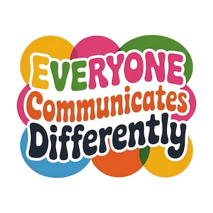 Cada persona se comunica de forma diferente (PNG), diseño de cita para la concienciación sobre el autismo, gráfico de apoyo a la neurodiversidad