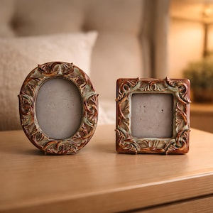 Vintage Ornate Mini Frames with Stands – Baroque Art Nouveau Floral Decor