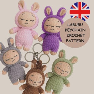 Labubu Bunny Crochet Pattern: Amigurumi Plush Keychain DIY (PDF Pattern)